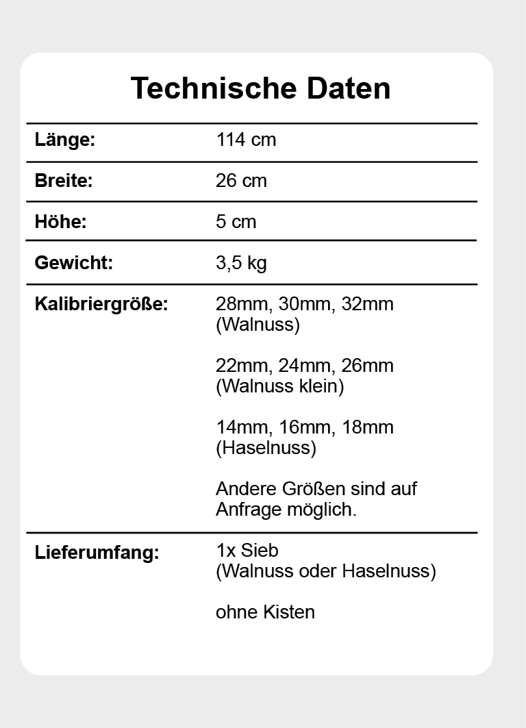 Hand sieve hazelnut 16/18/20mm Hand sieve hazelnut 16/18/20mm