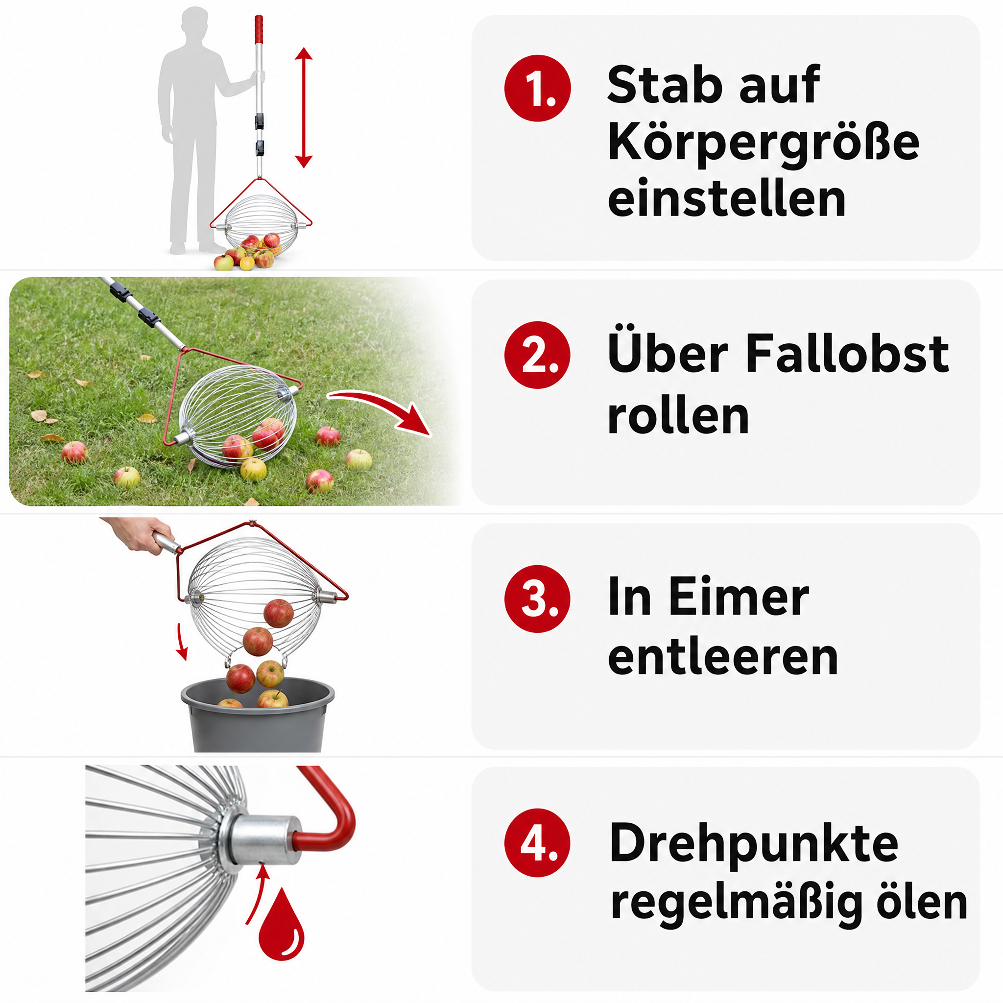 Rollblitz Apfel Teleskopstab